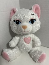 Build A Bear Smallfrys White Cat Pink Heart Paws Ears Blue Eyes Super Soft - £8.13 GBP