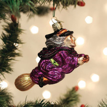 Old World Christmas Witch On Broomstick Glass Halloween Christmas Ornament 26095 - £18.28 GBP