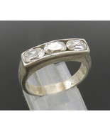 925 Sterling Silver - Vintage Three Stone Oval Cubic Zirconia Ring Sz 8-... - £27.90 GBP