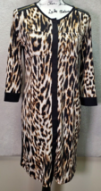 Chico&#39;s Shift Dress Women Size 4 Multicolor Leopard Print Polyester Button Front - £18.29 GBP