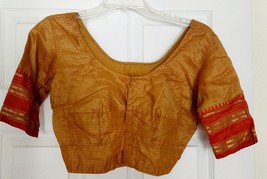 WOMENS India Gold/Red Stripes Saree blouse with front hooks crop top cho... - £14.01 GBP