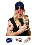 Rocker Hippie 70s 80s wig Includes Tattoo, Glasses, and Wig with Bandana... - €10,48 EUR