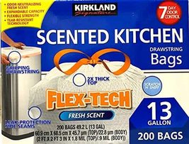 Kirkland Signature Flex-Tech 13-Gallon Scented Kitchen Trash Bags - 200 Count, W - £26.45 GBP