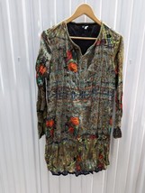 Kaktus Dress Womens Size S Floral Abstract Artsy Boho Long Sleeve Crinkl... - £27.17 GBP