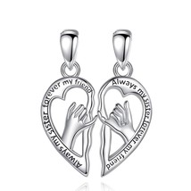 925 Sterling Silver Hand Best Friends Pendants BFF Necklace For 2 Pcs/ Set Frien - £29.82 GBP