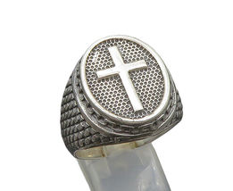 925 Sterling Silver  Vintage Large Religious Cross Band Ring Sz 12.5  RG... - $131.09