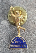 Golden Boy Winnipeg Canada Souvenir Travel Vintage Lapel Hat Pin - £3.17 GBP