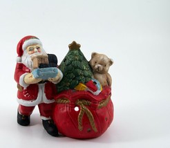 Christmas Tee Light Santa With Toys Bag Bear Tree Presents 4&quot; Tall Vintage - $9.99