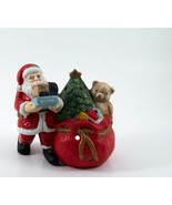 Christmas Tee Light Santa With Toys Bag Bear Tree Presents 4&quot; Tall Vintage - £7.85 GBP