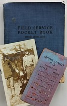 LOT 1917 antique WWI FIELD MANUAL Company C M-9 Battalion w Photo Mess Card - £70.07 GBP