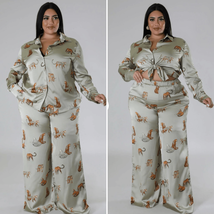 NWOT Good Times USA My Remedy Pant Top Set Sage Green Cheetah 1XL - $67.50