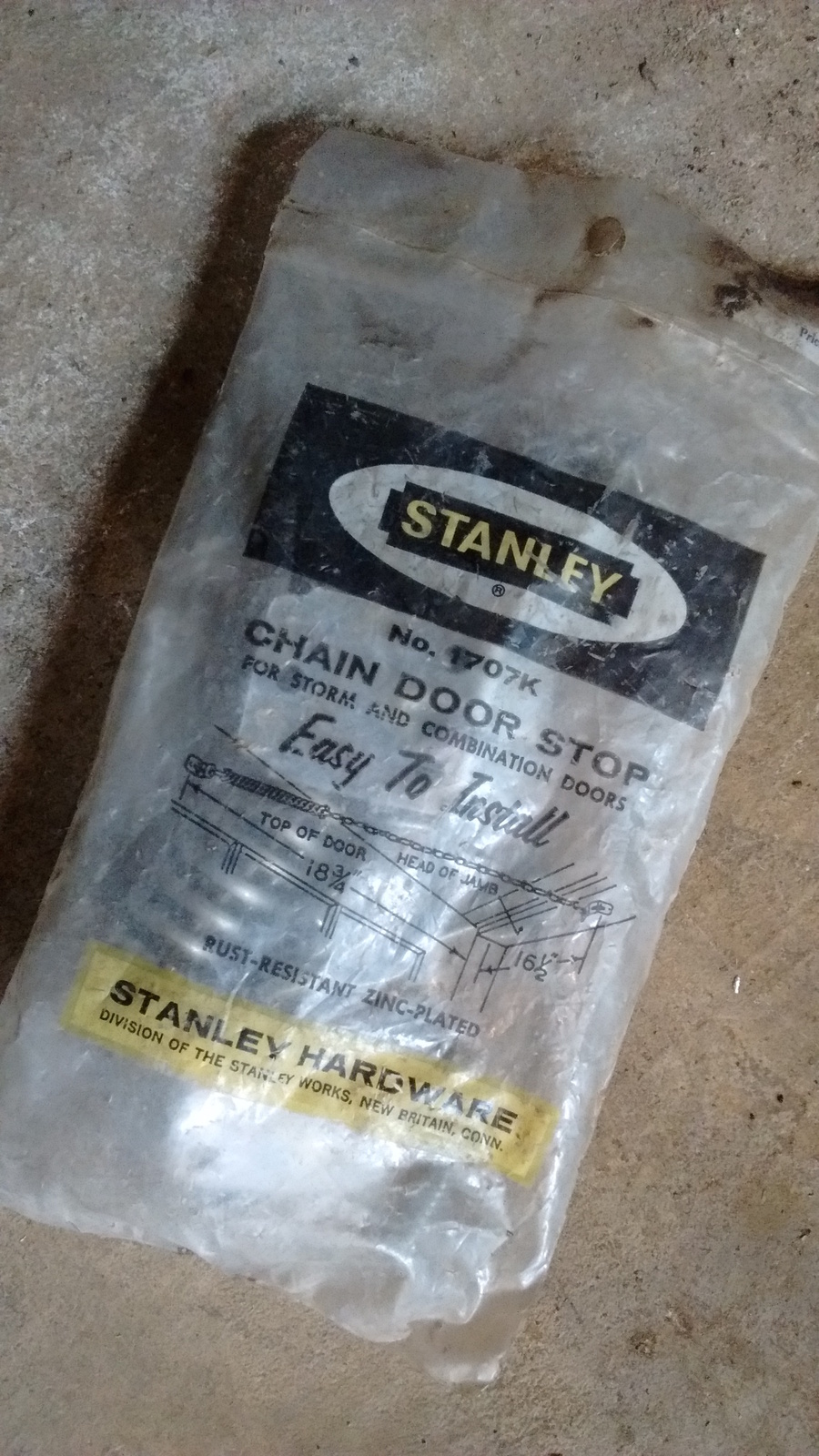Stanley # 1707K chain door stop ...for storm & combination doors  - $4.95