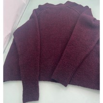 Free People Sweater Maroon Wool Blend Pullover Textured Mock Stretch Small S - £23.46 GBP