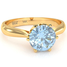 Crown Setting Aquamarine Engagement Ring In 14k Yellow Gold - £398.87 GBP