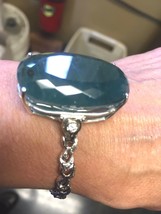 New Custom Huge Rare blue 97 ct Grandidierite, Diamond 14k gold bracelet bangle - $59,399.01