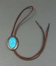 Navajo Signed Vintage Bennett Sterling Silver Turquoise Bolo Tie Necklace - £399.66 GBP