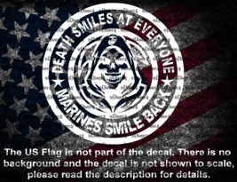 Round Grim Reaper Death Smiles At Everyone Marines Smile Back Decal USMC... - $6.72+