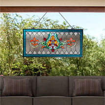 Window Panel Stained Glass Handcrafted Decorative Hanging Chain Pub Window Panel - £136.04 GBP