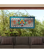 Window Panel Stained Glass Handcrafted Decorative Hanging Chain Pub Wind... - $179.41