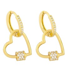 FA Small Padlock Drop Earrings For Women Cute Heart Earrings Charms Carabiner Sc - £8.26 GBP