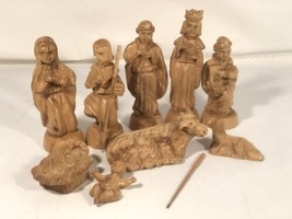 Solid Olive Wood Hand Carved Nativity 11 Piece Set - £157.38 GBP