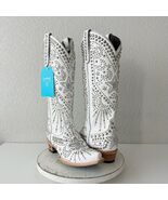 Lane SOLSTICE White Cowboy Boots Embellished Western Cowgirl Tall Snip T... - $985.05