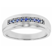 0.23 Ctw Lab Created Blue Sapphire 14K White Gold Over Solitaire Band Men&#39;s Ring - $80.75