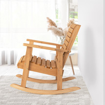 Outdoor Wooden Rocking Chair High Back Fir Wood Armchair Natural Garden ... - $193.99
