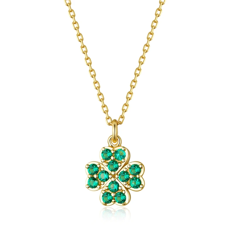 U 925 Sterling Silver Lucky Four Leaf Clover Necklace for Women Plated Gold Pend - £32.29 GBP