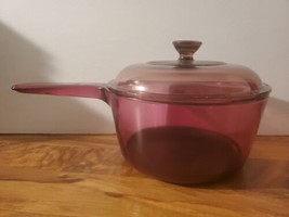 Corning Ware Visions Cranberry 1.5 Liter Saucepan with Lid V 1.5 C USA  - £29.42 GBP