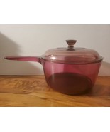 Corning Ware Visions Cranberry 1.5 Liter Saucepan with Lid V 1.5 C USA  - £29.23 GBP