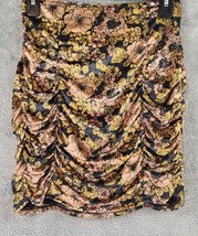 Free People Skirt Womens Small Multicolor Gigi Floral Ruched Boho Velvet Mini - £31.02 GBP