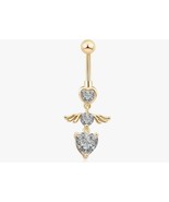 Angel Wings Heart Belly Button Ring - Stainless Steel - 14 Gauge - $19.12 CAD
