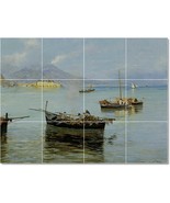 Attilio Pratella Ships Painting Ceramic Tile Mural BTZ22933 - $164.12 CAD+