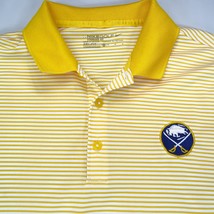 Nike Buffalo Sabres Polo Golf Shirt Size M Dri Fit Yellow Striped Hockey... - $18.95