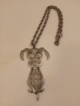 Vintage Silver Tone Articulated Puppy Dog Pendant with Chunky Rope Neckl... - £19.47 GBP