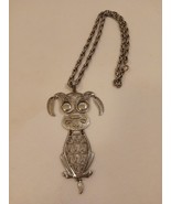Vintage Silver Tone Articulated Puppy Dog Pendant with Chunky Rope Neckl... - £19.47 GBP