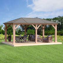 Gazebo Wooden Outdoor Patio Deck Hard Top Yardistry Garden Backyard Cedar 12X20 - $4,999.99