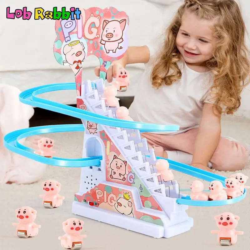 Baby Electronic Pets Small Duck Pig Climbing Stairs Track Toy Parent-child - $18.88+