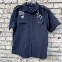 Red Ape Men&#39;s XL Short Sleeve &quot;Uniform&quot; Button Shirt Black Two Pocket Logo - £15.92 GBP