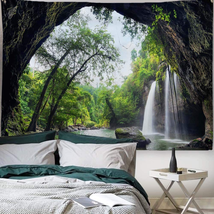 PROCIDA Mountain Cave Tapestry Waterfall Wall Hanging Forest Nature Landscape Wa - £22.72 GBP