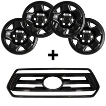 For 2020-2023 Tacoma Black Grille Overlay + 16&quot; Steel Wheel Covers Combo... - $219.99