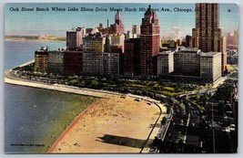 Aerial View Oak Street Lake Shore Drive Chicago IL UNP Linen Postcard I15 - $3.03