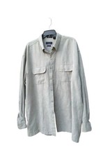 Van Heusen Men&#39;s Soft Suede Button Up Long Sleeve Shirt Gray XL 17-171/2  - £14.68 GBP