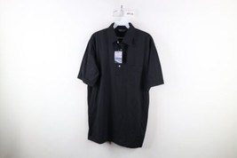 Deadstock Vintage 70s Streetwear Mens Large Blank Knit Collared Polo Shirt Black - £46.42 GBP