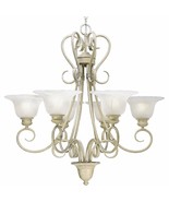 Graceful scroll design 6 Light Chandelier Hand Painted Finish P4044-18 - £305.33 GBP