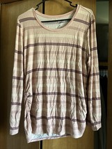 Maternity Top Long Sleeve XL Shirt Casual Lightweight Striped Rayon Spandex - $12.00