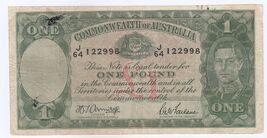 Australie, 1 Livre, 1942, Signe : H.T.Armitage &amp; S.G.Macfarlane , P26b, VF, - $60.10
