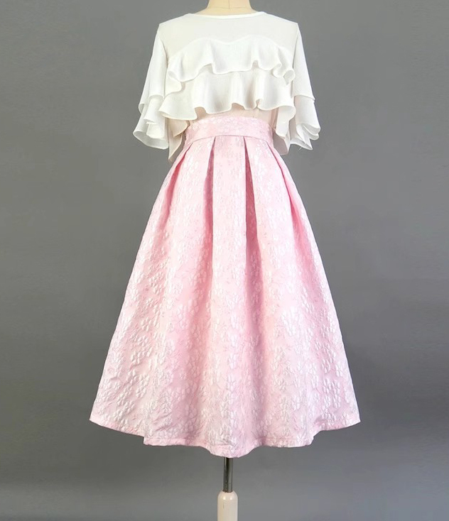 Pink flower midi skirt 9