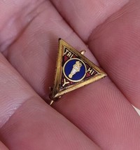 Vintage Brass YMCA TRI HI Y Official Triangular Lapel Pin Rare - £6.19 GBP